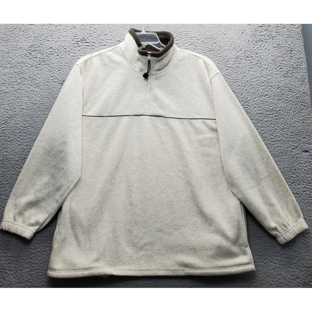 Mountain‎ Ridge Sweater Mens Large Tan Fleece Long Sleeve Mock Neck Quarter Zip